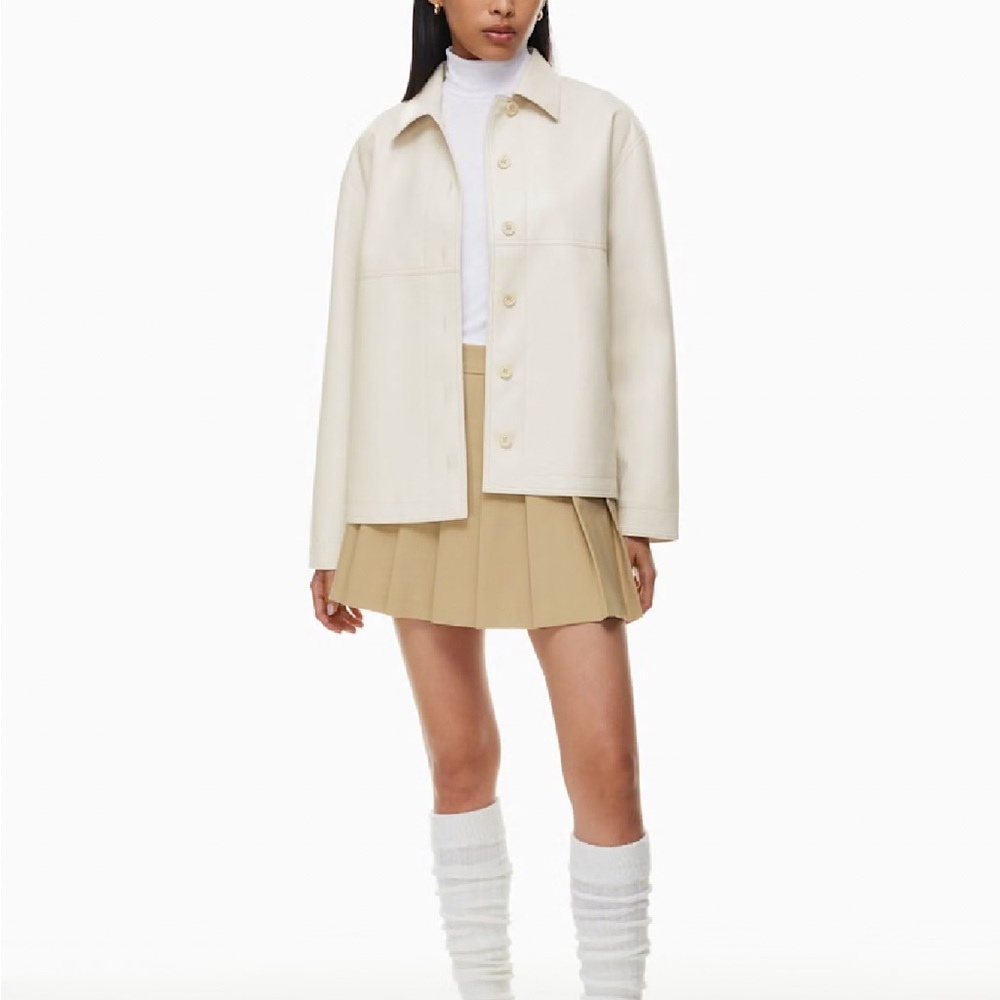 Aritzia Cream Utility Jacket vegan leather soft quiet luxury